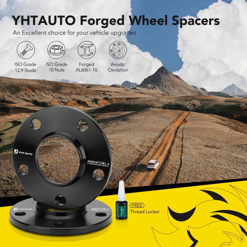 YHTAUTO YHTAUTO 5x120 Wheel Spacers 10 mm Compatible with 1974-2016 BMW 1/3/5/6/7/8/M3/M5/M6/Z3/Z4/Z8 Series Tire Spacers w/ M12x1.5 & 12.9 Grade Studs, 72.56 mm Hub Bore 5 Lug 4PCS Black Wheel Spacer  - Image 3