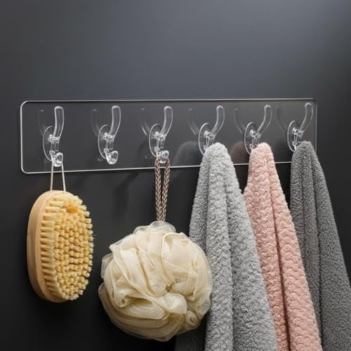 KBS Self Adhesive PVC Wall Hanger 6 Hook Sticker Transparent for Hanging Clothes,Towel,Key Home Kitchen Tools Office Bathroom Bedroom Products Door Multipurpose Organizers Accessories Items - Image 2