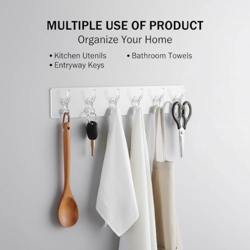 KBS Self Adhesive PVC Wall Hanger 6 Hook Sticker Transparent for Hanging Clothes,Towel,Key Home Kitchen Tools Office Bathroom Bedroom Products Door Multipurpose Organizers Accessories Items - Image 4
