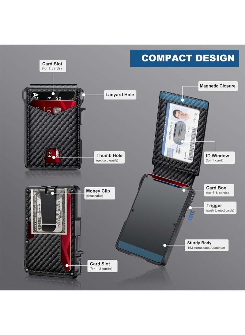 Dougez Wallet for Men,Mens Minimalist Wallet 9-13 Cards,Slim Compact Wallet with Money Clip & ID Window,RFID Blocking Smart Pop Up Card Wallet, Metal Aluminum Credit Card Holder Bifold Wallet - Image 5