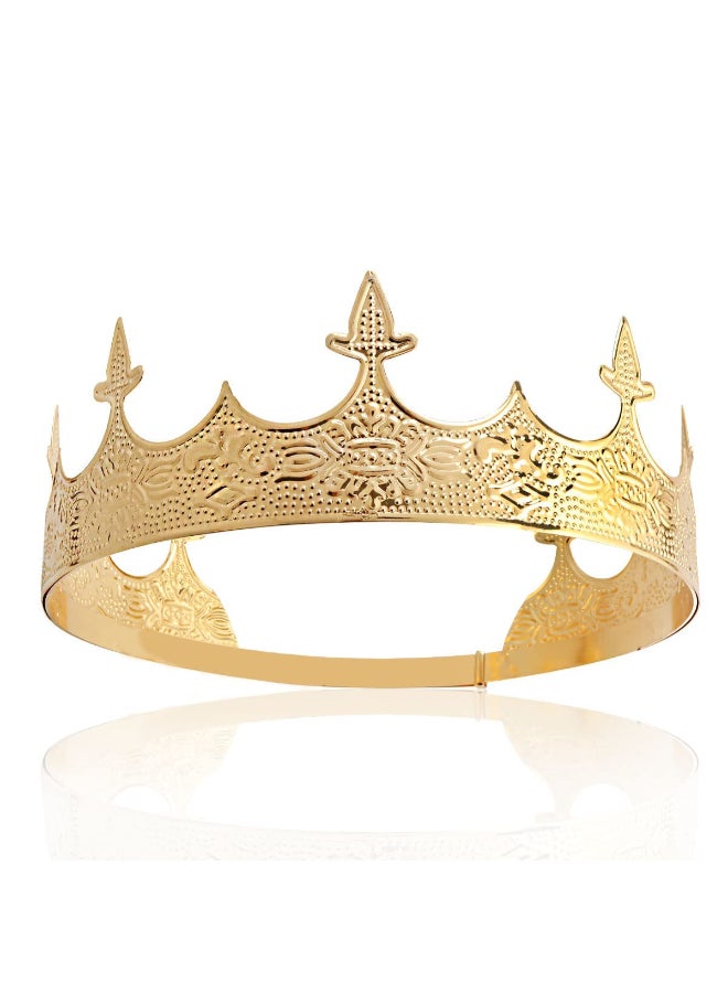 winvin Crown Hair Jewelry Royal King Diadem Men Metal Big Tiaras For Wedding Birthday Prom Pageant Festival Party Gold - Image 2