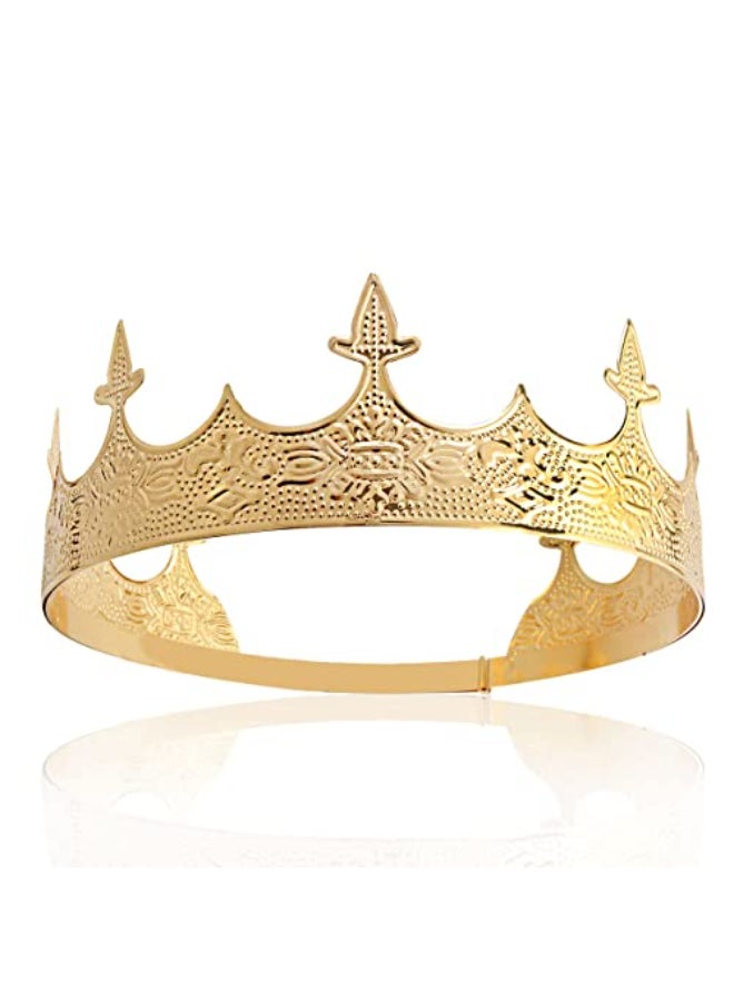 winvin Crown Hair Jewelry Royal King Diadem Men Metal Big Tiaras For Wedding Birthday Prom Pageant Festival Party Gold - Image 1