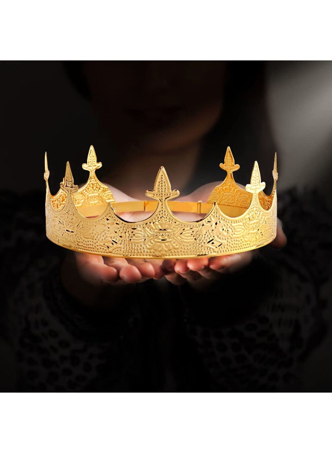 winvin Crown Hair Jewelry Royal King Diadem Men Metal Big Tiaras For Wedding Birthday Prom Pageant Festival Party Gold - Image 4