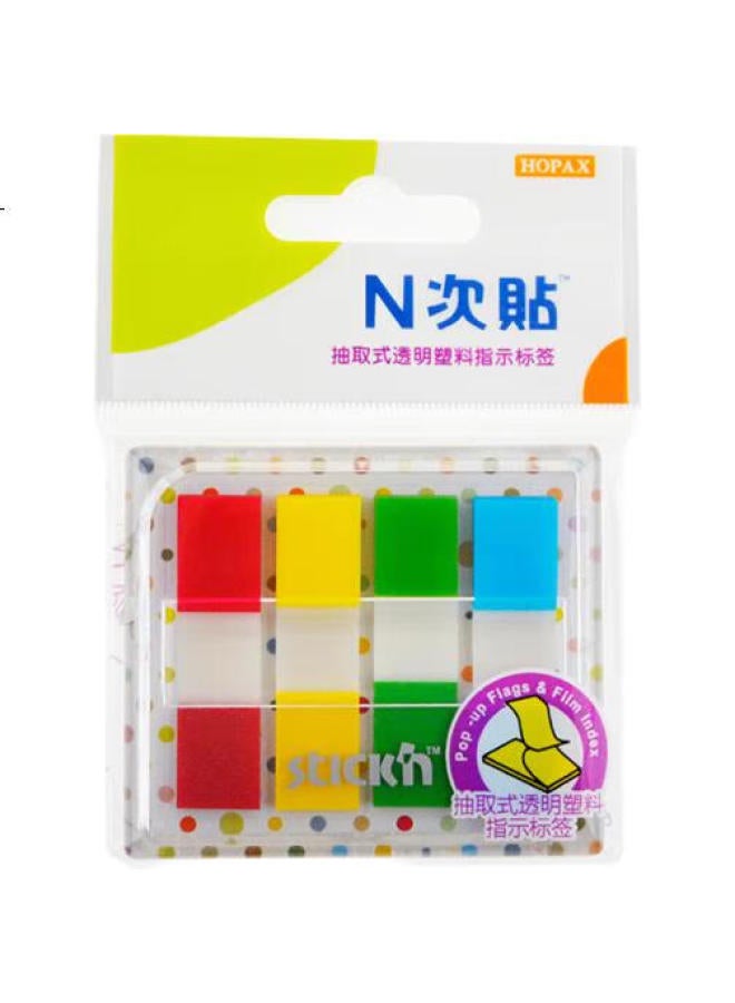 Stickn (Stickn) 80 Sheets 4-Color Fluorescent Film Index Labels Stickers 45*12Mm Pull-Out Sticky Notes Memo Pads 34055 - Image 1