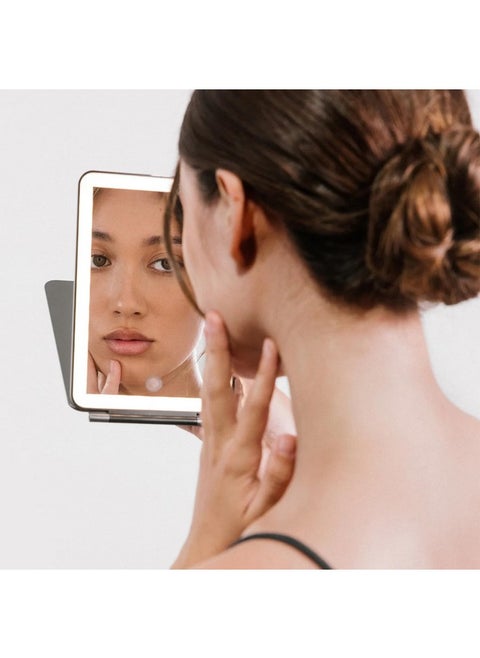 Handheld Makeup Mirror With Lights, Mini Pose 2.0 (Blush) - Travel Led Mirror With 3X & 5X Magnification - Dimmable Lighting & Micro-Usb Rechargeable Lighted Compact Mirror