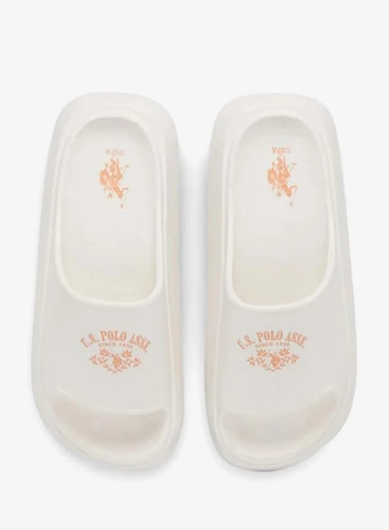 U.S. Polo Assn. WHITE Women Logo Print Slides for Women | Best Price UAE