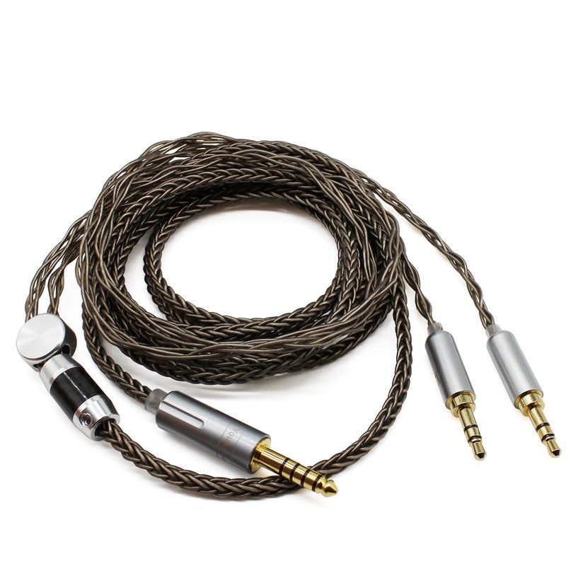 كابل مقاس 4.4 ملم متوافق مع سماعات Hifiman HE4XX و HE-400i، كابل ترقية صوتي بديل مضفر بثمانية نوى مطلي بالفضة (نسخة 4.4 ملم إلى مزدوج 3.5 ملم ذكر) - Image 1