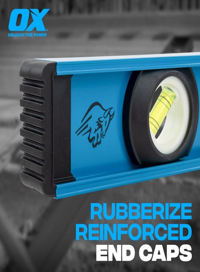 Ox Trade 24 inch Magnetic I Beam Level with Magnet Base - Aluminum 2ft Body I-Beam with Protective End Caps - Triple Vial Level for Plumb and 45 Degrees for Construction and Plumbing OX-T501724 - Image 2