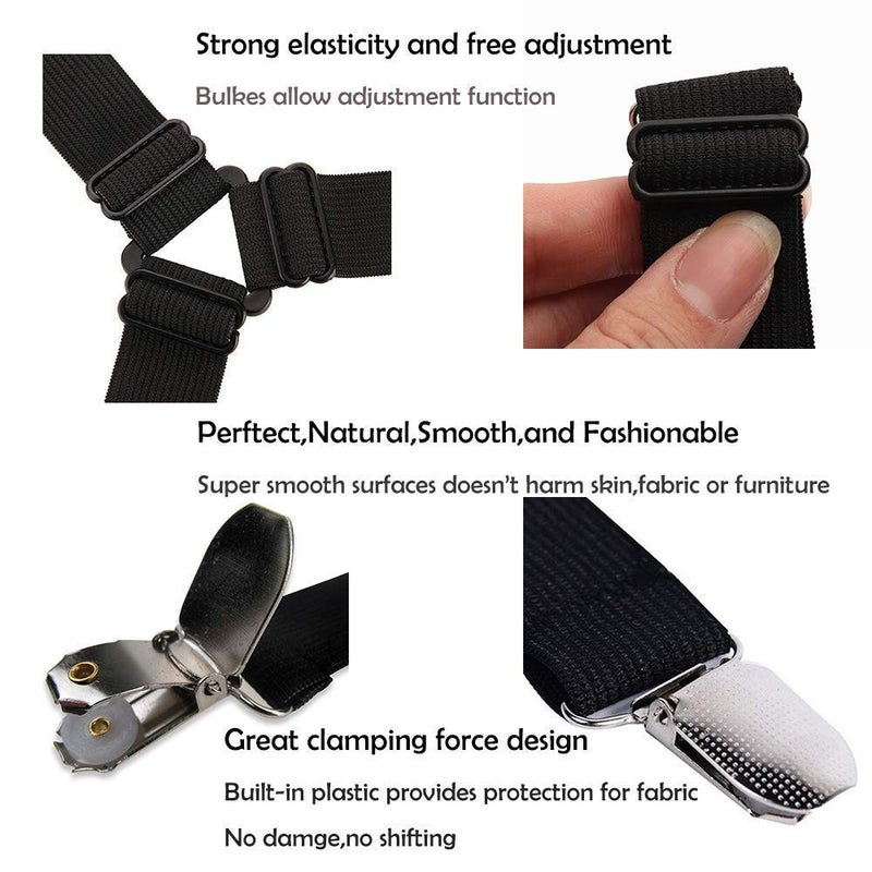 GETZET 3-Way Adjustable Triangle Bedsheet Clip, to Hold Sheets in Place, Adjustable Bed Bands, Nylon Fasteners/Grippers/Fitted, Keepers, Clips for Bedding. (Black) - Image 3