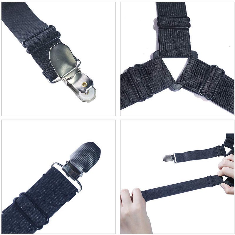 GETZET 3-Way Adjustable Triangle Bedsheet Clip, to Hold Sheets in Place, Adjustable Bed Bands, Nylon Fasteners/Grippers/Fitted, Keepers, Clips for Bedding. (Black) - Image 2