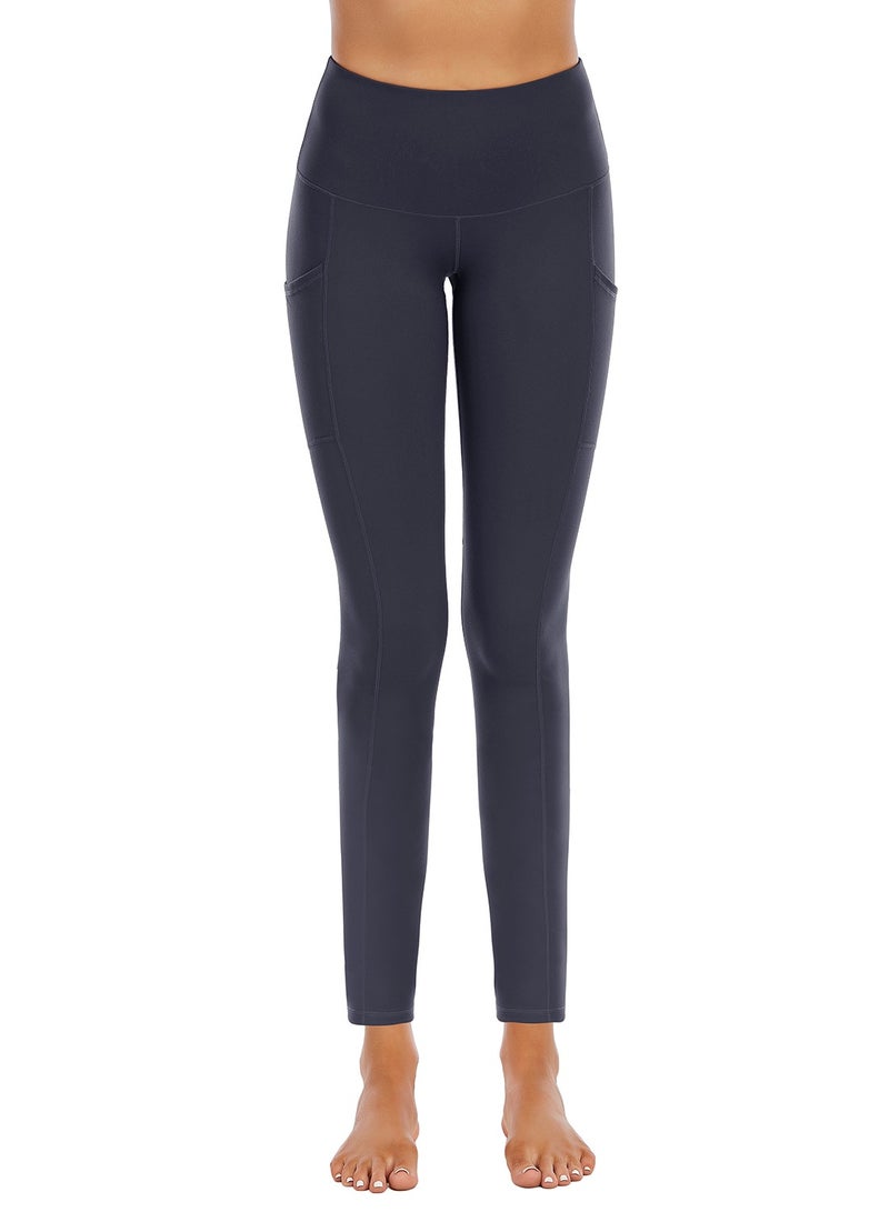 Yoga pants high waist stretch tight waist close skin fabrics sports and fitness pants lady Nave Blue  - Image 1