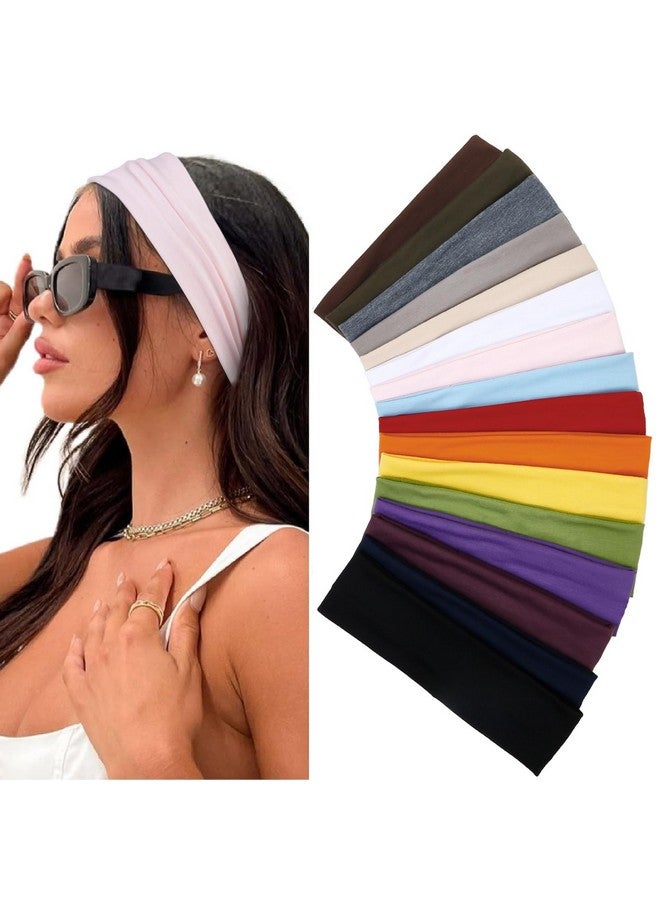 Huachi Headbands For Women 16 Pack Elastic Hair Bands For Women' Hair Non Slip Soft Cloth Fabric Sweat Headbands Yoga Running Sport Hair Accessories Multicolor Fashion Women Headbands - Image 1