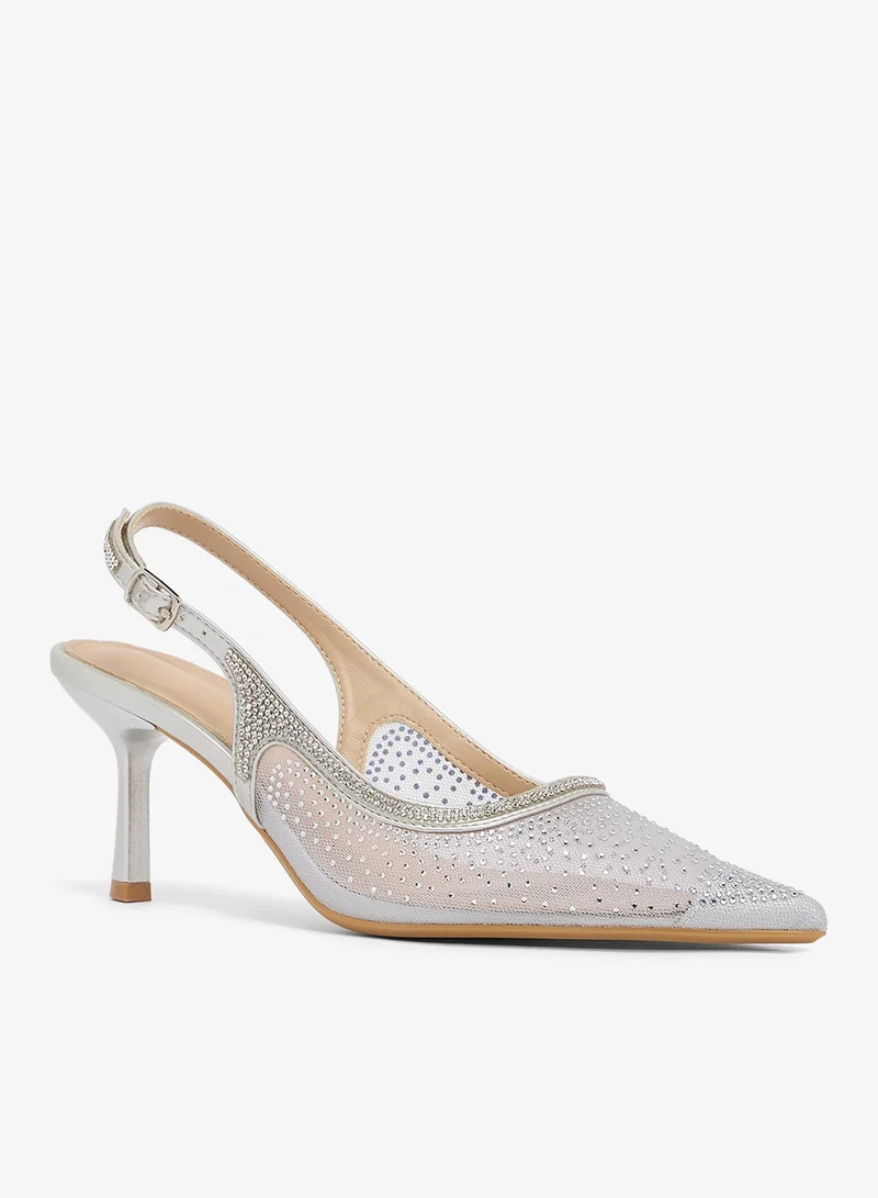 Ella Limited Edition Rhinestone Detail Mesh Sling Back Pumps