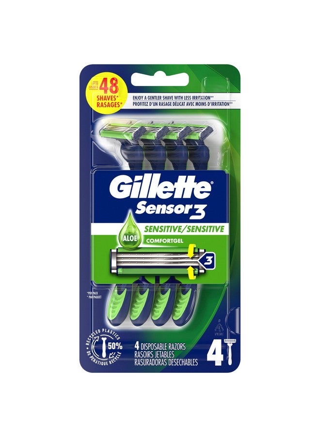 Gillette شفرات حلاقة حساسة للرجال Sensor3 4 شفرات