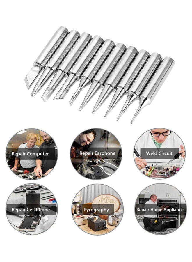 NIBEMINENT 10-Piece Replacement Soldering Iron Tip Set Silver - Image 2