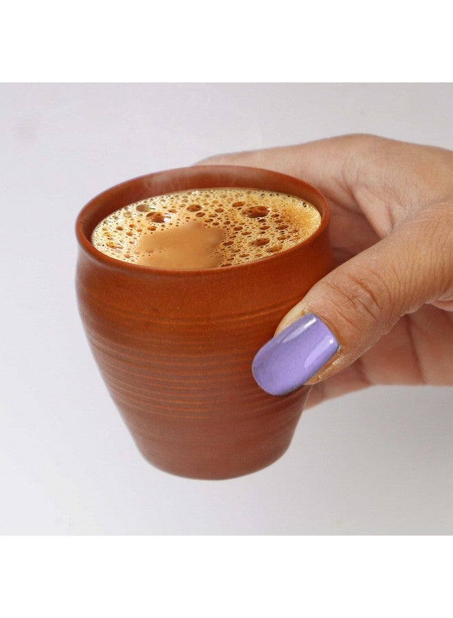Pure Source India Clay Tea Kulhad Coffee Mugs - 4 Pieces, Brown, 200ml - Image 3