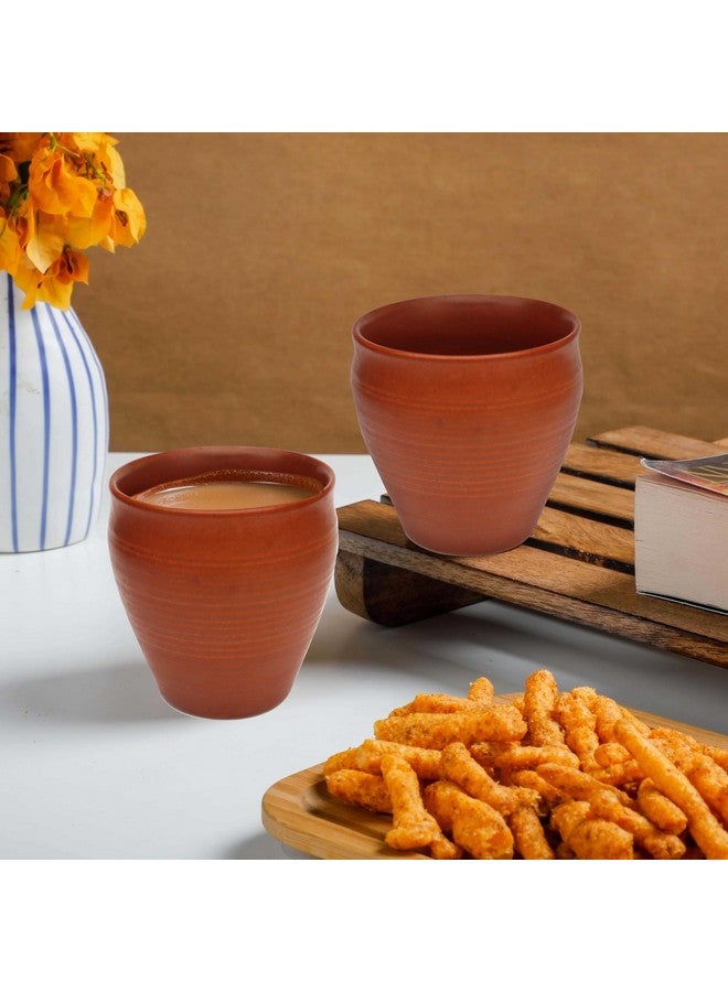 Pure Source India Clay Tea Kulhad Coffee Mugs - 4 Pieces, Brown, 200ml - Image 2