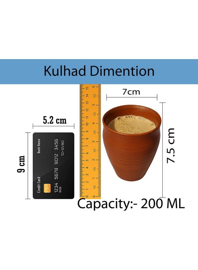 Pure Source India Clay Tea Kulhad Coffee Mugs - 4 Pieces, Brown, 200ml - Image 4