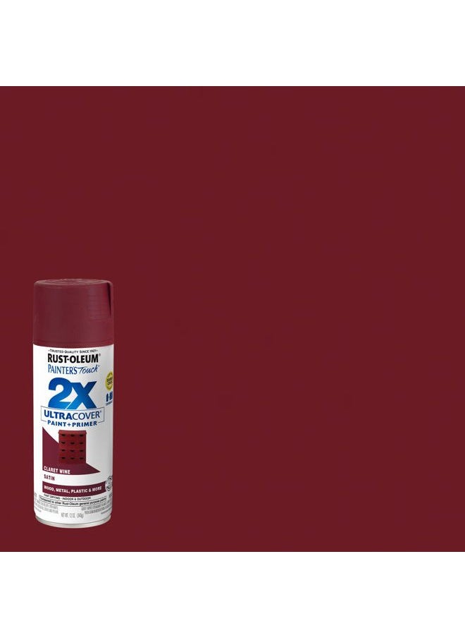 RUST-OLEUM 249083-6PK Painter's Touch 2X Ultra Cover Spray Paint, 12 oz, Satin Claret Wine, 6 Pack  - Image 2