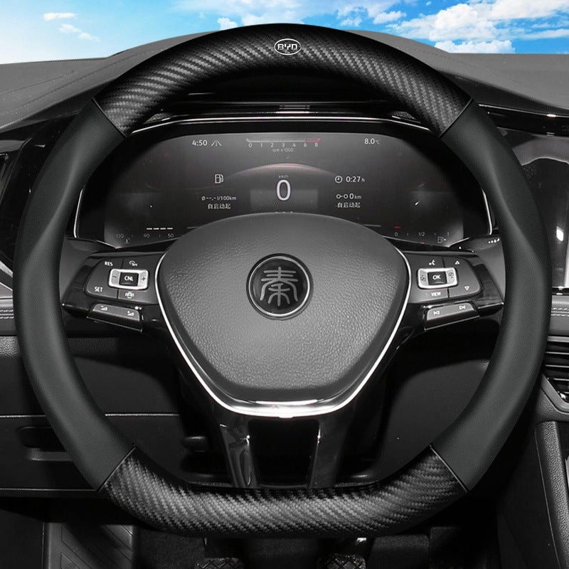 Applicable To Byd Steering Wheel Cover Han Ev Song Plus Tang Dmi Yuan Pro Dolphin Han Dmi Qin Carbon Fiber Handle Cover - Image 4