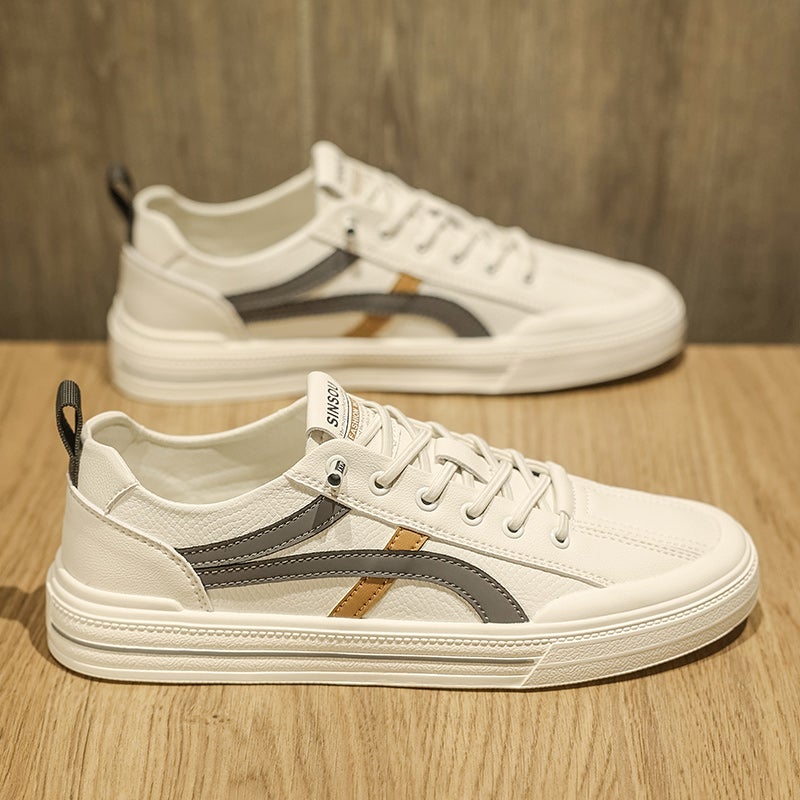 Men'S Shoes 2025 Spring Sports Board Shoes Men'S Casual Leather Shoes Slip-On Soft Sole White Shoes - Image 4