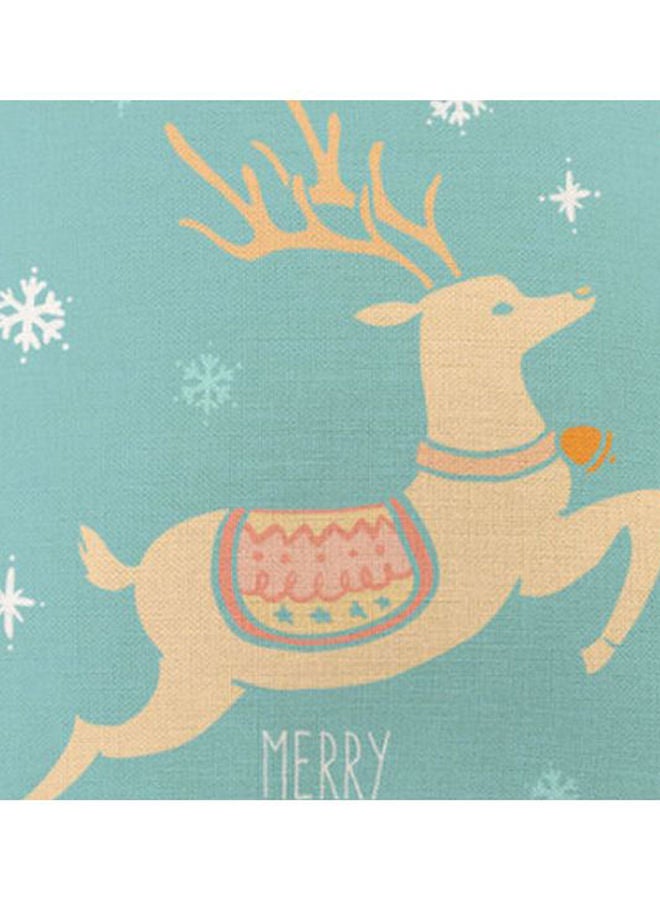 NIBEMINENT Merry Christmas Printed Cushion Cover Blue/Beige/White 45x45cm - Image 2