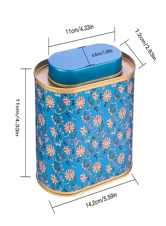 ROQILA 2-Pack Large Tea Tins for Loose Tea With Lid - Metal Sealed Jar Tea Canister Oval Shape 3.53~7oz Small Tin Cans Loose Tea Storage Kitchen Canisters Tea Bag Organizer, Coffee, Candy, Herbs Canister - Image 4