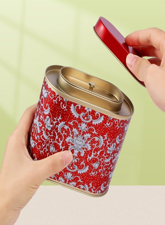 ROQILA 2-Pack Large Tea Tins for Loose Tea With Lid - Metal Sealed Jar Tea Canister Oval Shape 3.53~7oz Small Tin Cans Loose Tea Storage Kitchen Canisters Tea Bag Organizer, Coffee, Candy, Herbs Canister - Image 2
