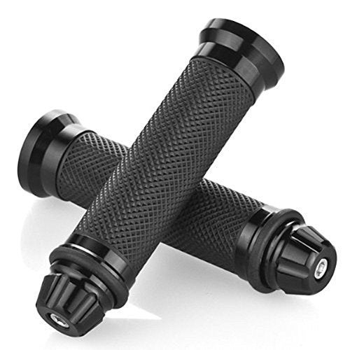 Nuoxinus Motorcycle Handlebar Grips with Bar End Cap, Racing CNC Aluminum Soft Rubber Universal for 7/8"(22mm) Handle Bar (Black) - Image 1