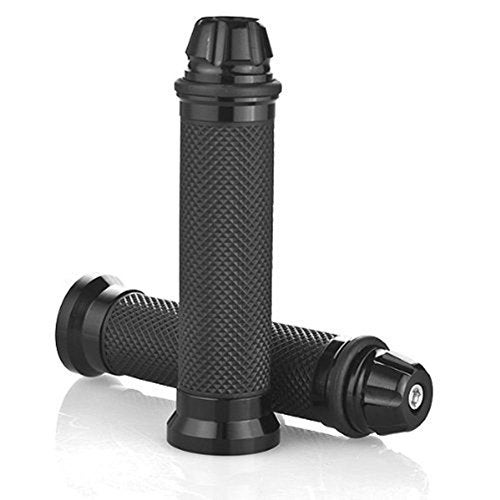 Nuoxinus Motorcycle Handlebar Grips with Bar End Cap, Racing CNC Aluminum Soft Rubber Universal for 7/8"(22mm) Handle Bar (Black) - Image 2