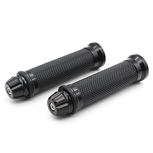 Nuoxinus Motorcycle Handlebar Grips with Bar End Cap, Racing CNC Aluminum Soft Rubber Universal for 7/8"(22mm) Handle Bar (Black) - Image 4