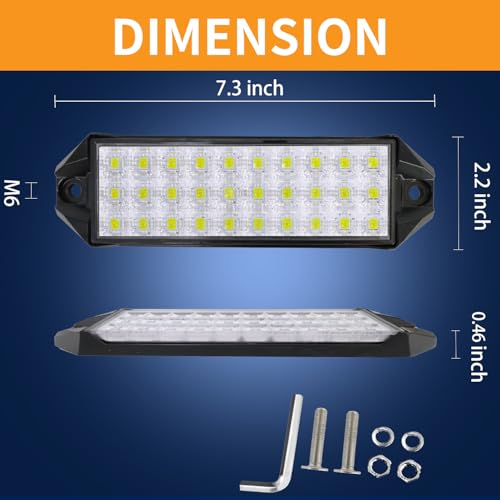 SAN YOUNG LED Light Bar for Truck, 6 Inches Reverse Lights Flood Beam for Truck Tractor ATV UTV Boat, 12V Flush Mount Small Light Bar, 2Pcs - Image 2