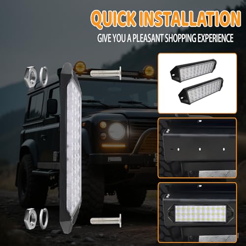 SAN YOUNG LED Light Bar for Truck, 6 Inches Reverse Lights Flood Beam for Truck Tractor ATV UTV Boat, 12V Flush Mount Small Light Bar, 2Pcs - Image 5