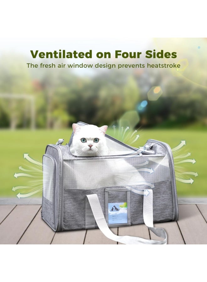 Cat Carrier, Dog Carriers for Small Dogs Medium Cats Pet Carrier up to 6kg, Pet Carrier Collapsible Soft Sided Airline Cat Carrier, Cat Dog Crate Travel Bag, Grey - Image 4