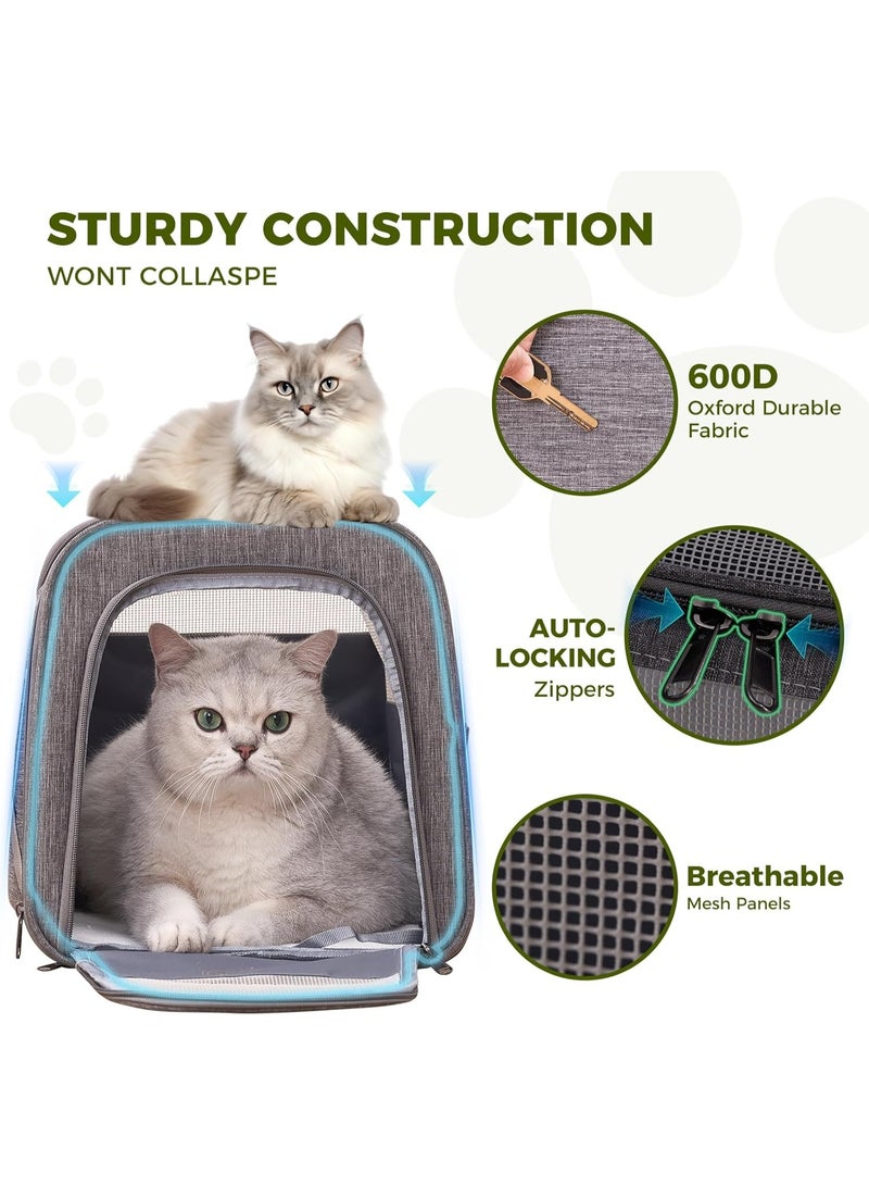 Cat Carrier, Dog Carriers for Small Dogs Medium Cats Pet Carrier up to 6kg, Pet Carrier Collapsible Soft Sided Airline Cat Carrier, Cat Dog Crate Travel Bag, Grey - Image 3