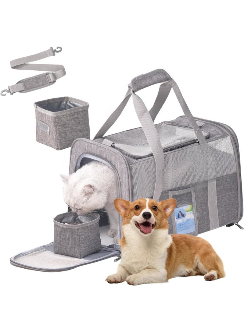 Cat Carrier, Dog Carriers for Small Dogs Medium Cats Pet Carrier up to 6kg, Pet Carrier Collapsible Soft Sided Airline Cat Carrier, Cat Dog Crate Travel Bag, Grey - Image 1