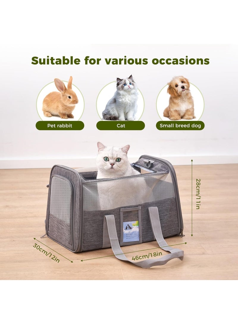 Cat Carrier, Dog Carriers for Small Dogs Medium Cats Pet Carrier up to 6kg, Pet Carrier Collapsible Soft Sided Airline Cat Carrier, Cat Dog Crate Travel Bag, Grey - Image 2