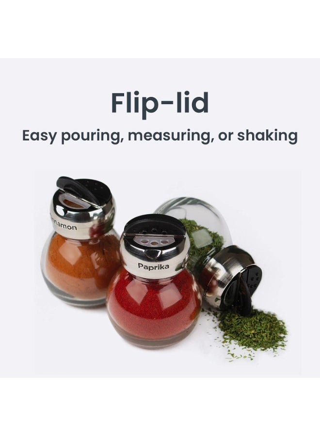 Rotating Rack, 16 Refillable Spice Jars, Labeled Shaker Tops, 45, Black, Clear  - Image 3