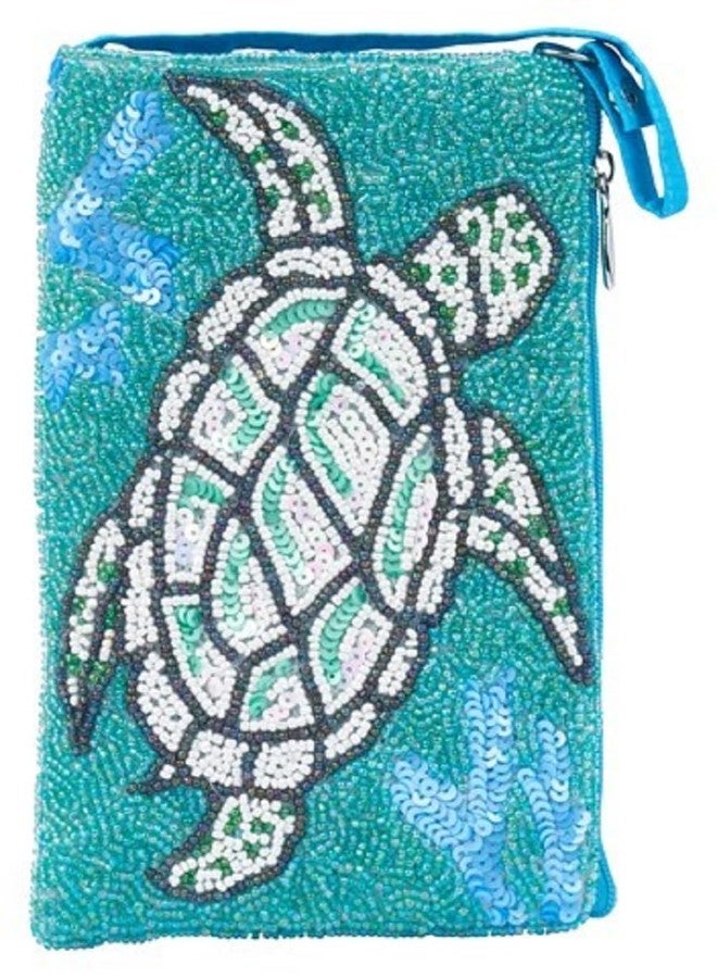 Bamboo Trading Company Turtle Cell Phone or Club Bag with a separate, secure side zip pocket for cash and credit cards, 7-inch Height, Blue and Turquoise