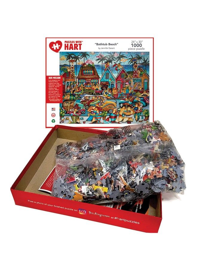 Hart Jigsaw Puzzle 1000 Piece 24" X 30" Xlarge Bathtub Beach By Jennifer Garant - Image 4