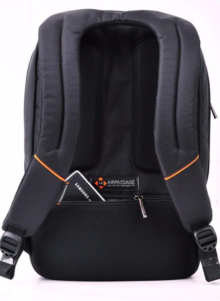 لافينتو شنطة ظهر للاب توب مقاس 15.6 بوصة (BG-55-4) مقاومة للماء و سوداء اللون ومساحات تخزين مصممة خصيصًا للاب توب - جيوب خاصة للشاحن وحلقات القلم والمفاتيح وما إلى ذلك وتصميم رياضي للشباب وسهلة الحمل - حافظة خفيفة الوزن - حزام كتف قابل للتعديل ومادة نايلون مقاومة للماء - فقاعات هواء في الزاوية لحماية إضافية من الصدمات - Image 2