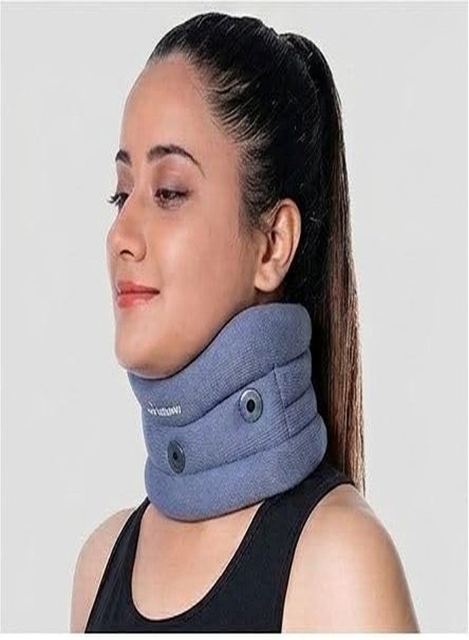 Sandberg Cervical Adjustable Collar Neck Support Brace | Soft Foam Padding | Adjustable Hook and Loop Closure | Lightweight Neck Collar for Women and Men | Grey | Size XL - Image 4