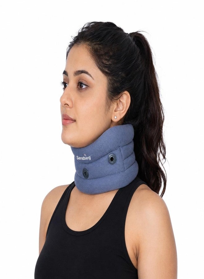 Sandberg Cervical Adjustable Collar Neck Support Brace | Soft Foam Padding | Adjustable Hook and Loop Closure | Lightweight Neck Collar for Women and Men | Grey | Size XL - Image 1