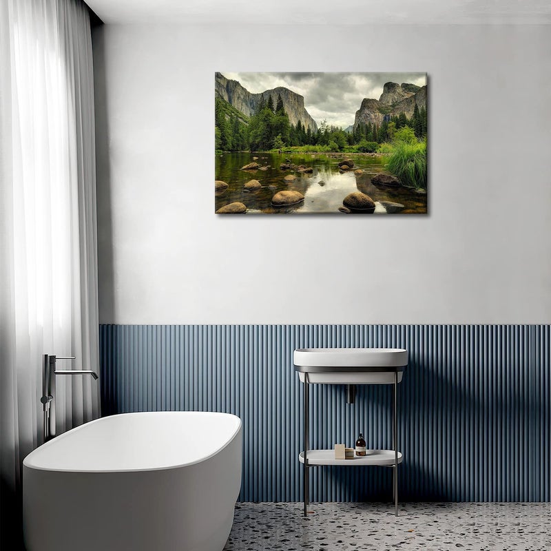 So Crazy Art Yosemite Wall Art Painting Yosemite National Park Clear Water Lake Mountain Trees Rocks Pictures Prints On Canvas Landscape The Picture Decor Oil for Home Modern Decoration Print for Items - Image 4