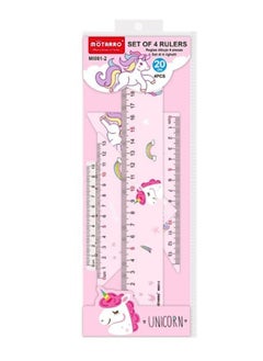 MOTARRO 4 in 1 Cute Cartoon Ruler Stationery Set Multifunctional Combination Ruler Pink Triangle Protractor Drawing  - Image 1