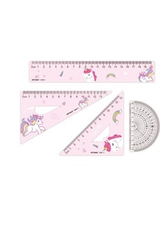 MOTARRO 4 in 1 Cute Cartoon Ruler Stationery Set Multifunctional Combination Ruler Pink Triangle Protractor Drawing  - Image 2