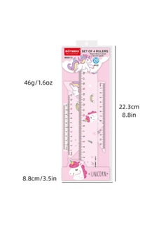 MOTARRO 4 in 1 Cute Cartoon Ruler Stationery Set Multifunctional Combination Ruler Pink Triangle Protractor Drawing  - Image 4