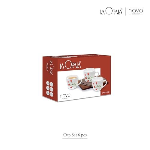 La Opala, Novo Collection Opal Glass Crockery | Cup Lily, Set of 6 | Radiant Curves, 150 ml | for Tea & Coffee | Microwave Safe | 100% Vegetarian | Toughened Extra Strong | Super Light | Super White - Image 4