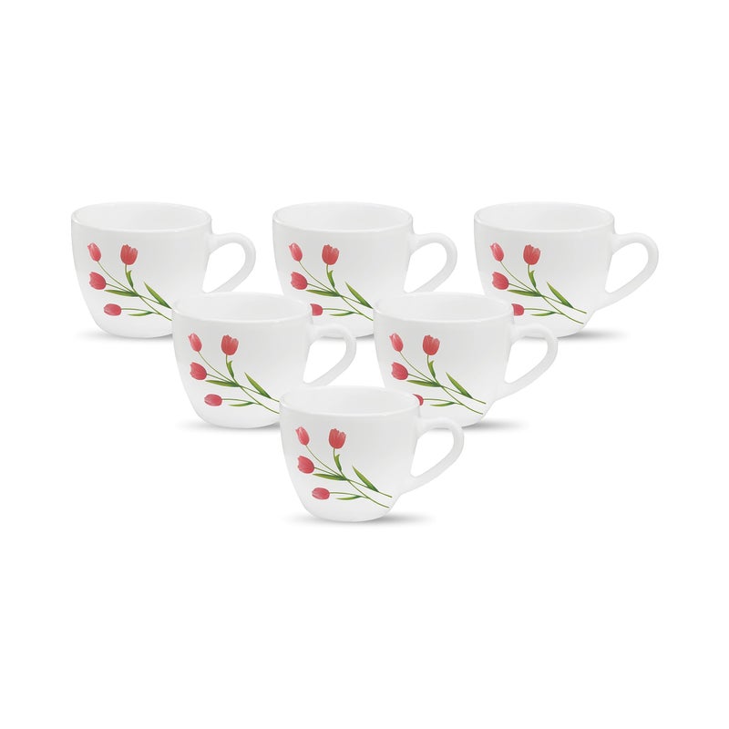La Opala, Novo Collection Opal Glass Crockery | Cup Lily, Set of 6 | Radiant Curves, 150 ml | for Tea & Coffee | Microwave Safe | 100% Vegetarian | Toughened Extra Strong | Super Light | Super White - Image 5