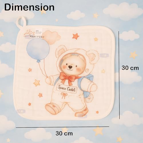 Koochie-Koo Muslin Cloth for New Born Baby 6 Layer 30 * 30Cm - 500 GSM (Pack of 3) Soft Cotton Face Towels Napkins & Burp Cloths Gentle Reusable Baby Wipes Multipurpose Hand & Face Cleaning Cloth - Image 2